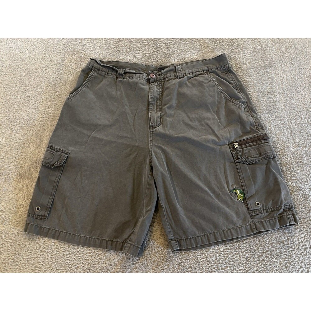 Vintage 90s Quicksilver Shorts Mens 38 Khaki Cargo Baggy Y2K Skate Surf Wide Leg